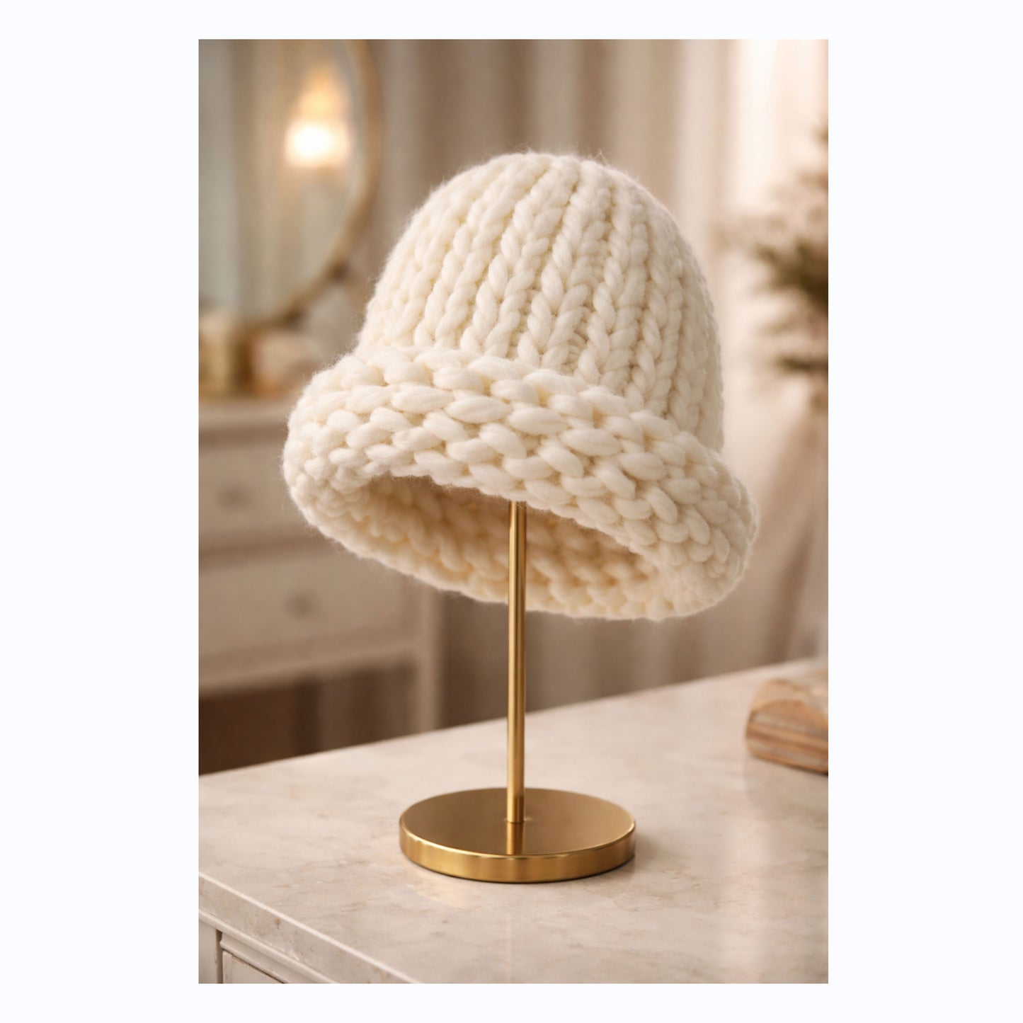 Chunky Knit Ivory Hat