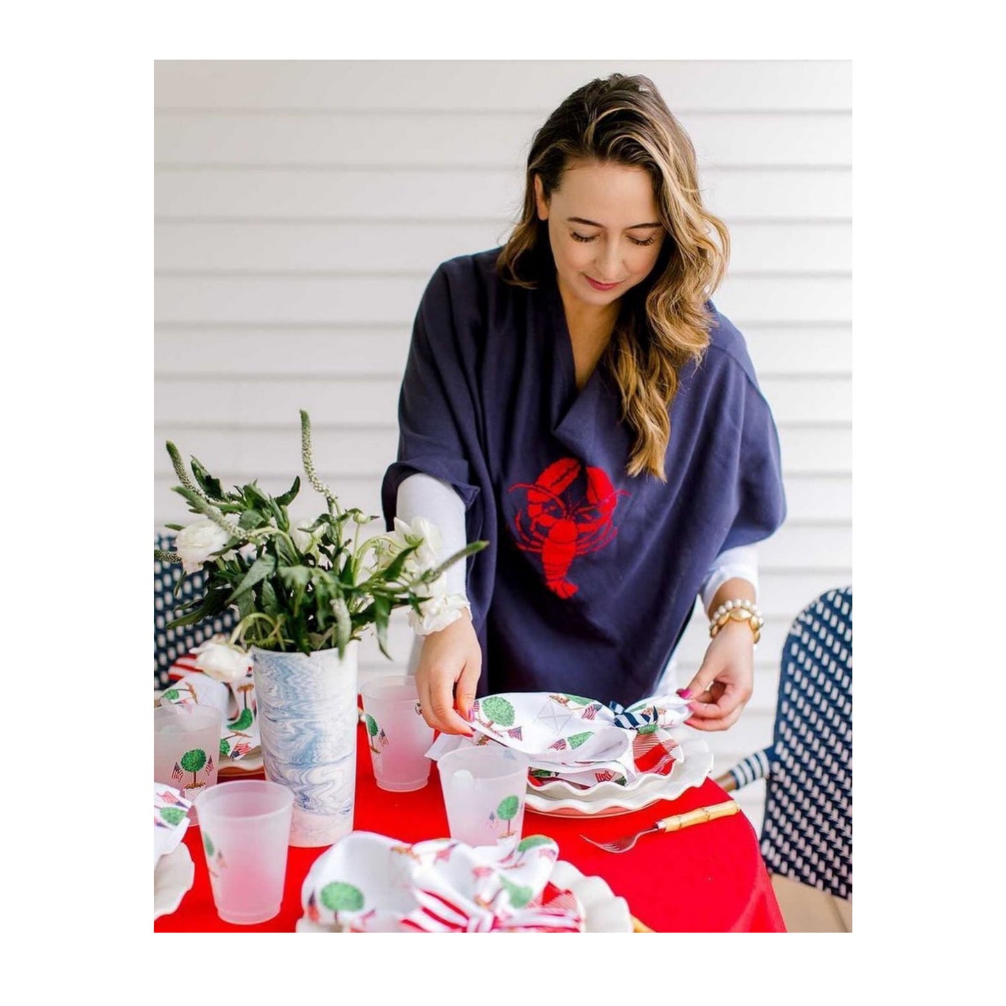 Sundown Poncho-Navy Lobster