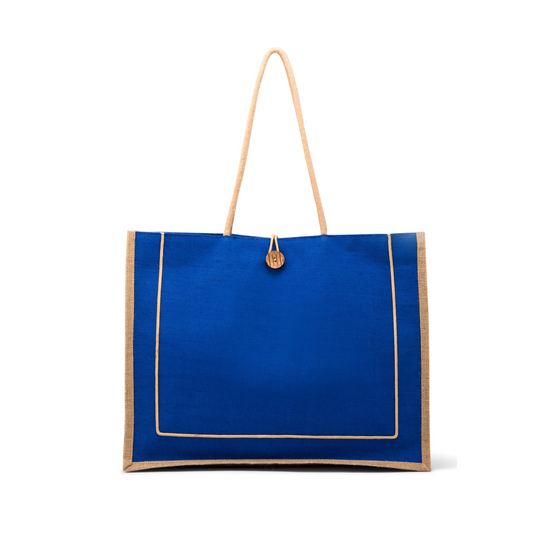 Blue Burlap Tote