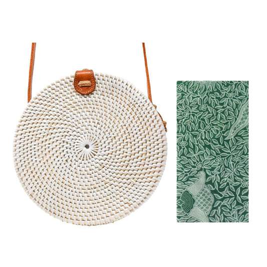 Bali Bag- White/Green Batik