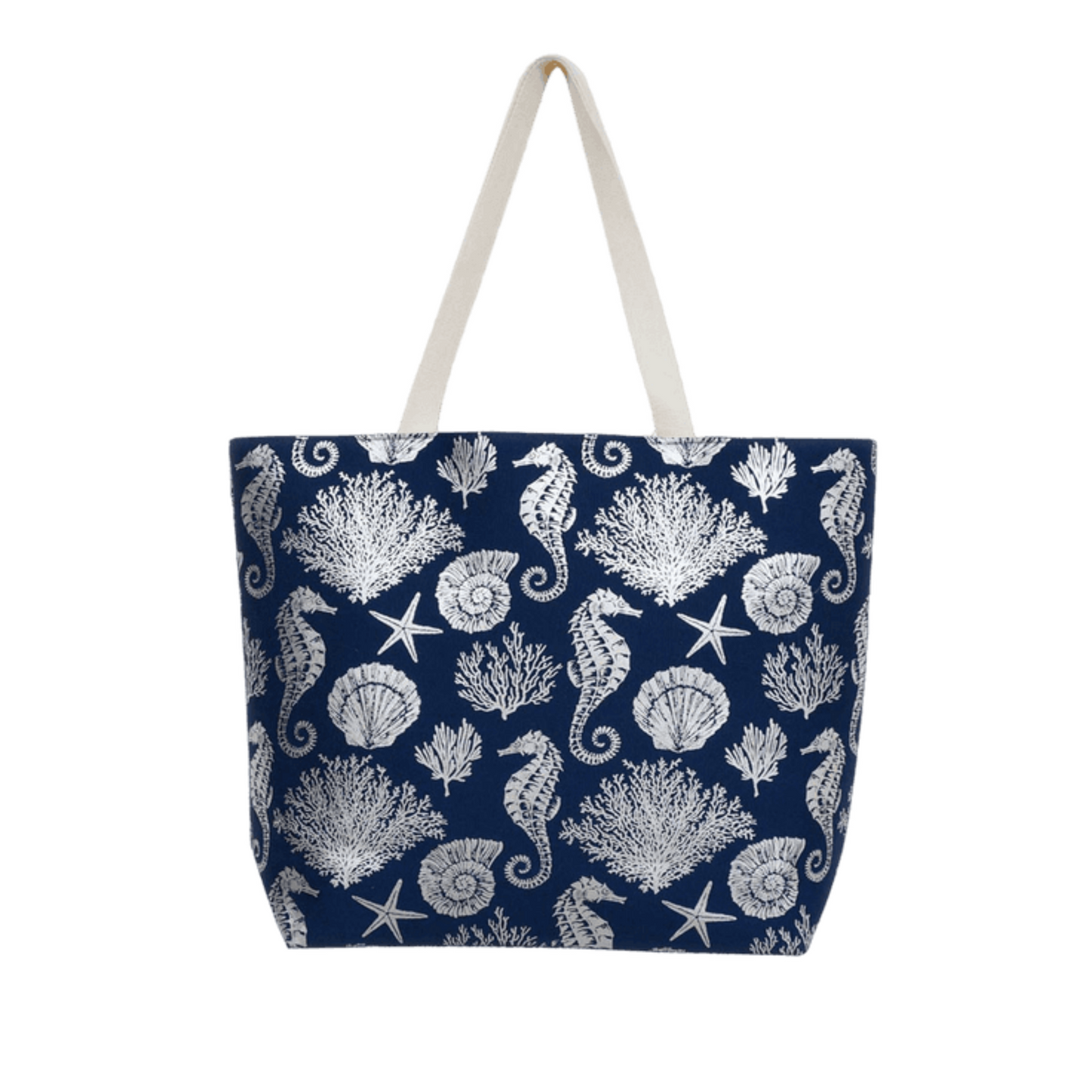 Ocean Life Navy Metallic Tote