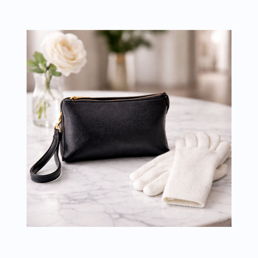 Purse & Glove Gift Set- Black & White