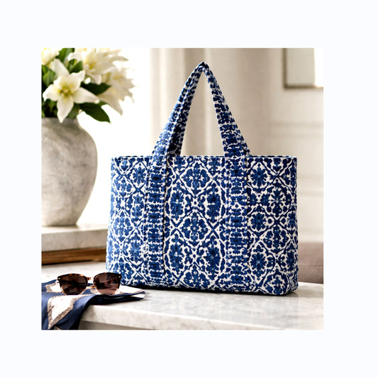Blue Ikat Tote