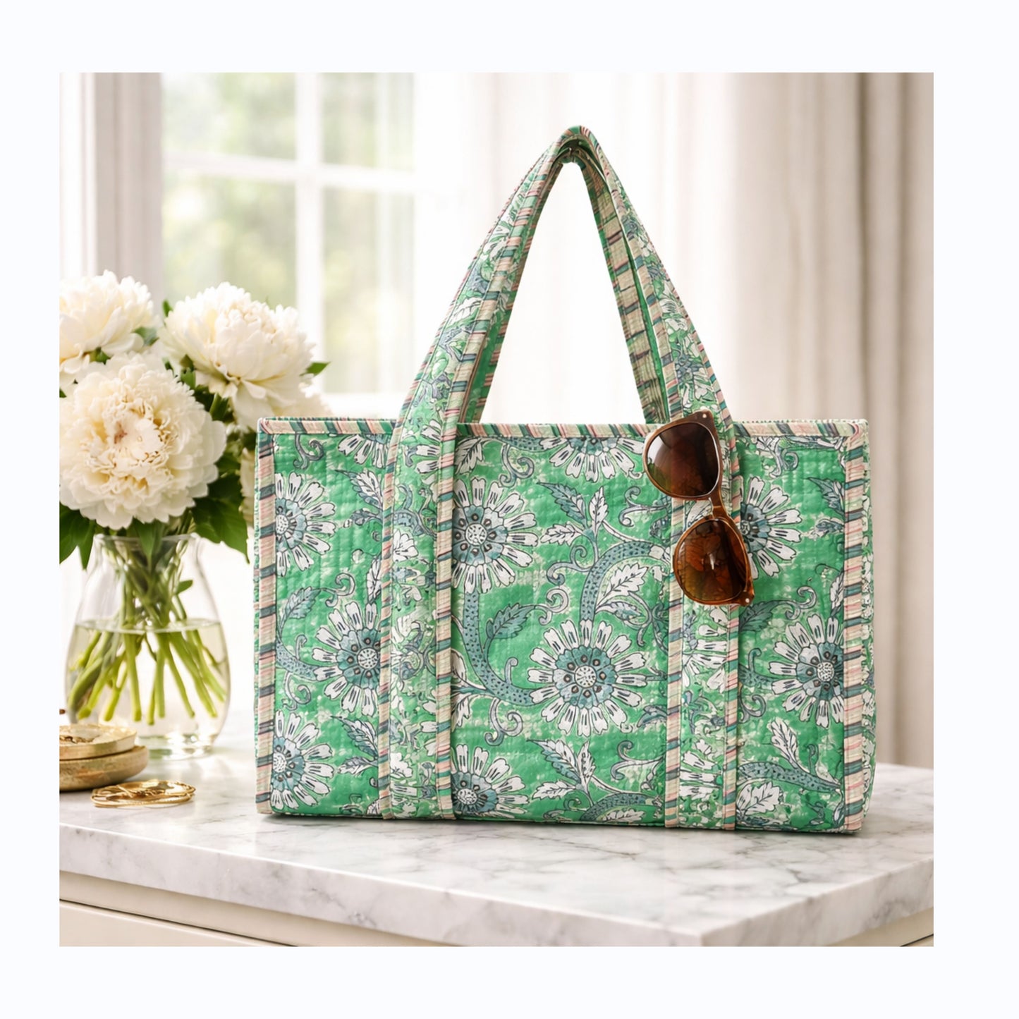 Green Dahlia Tote