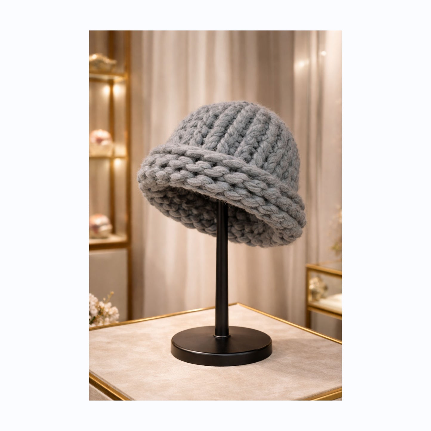 Chunky Knit Gray Hat