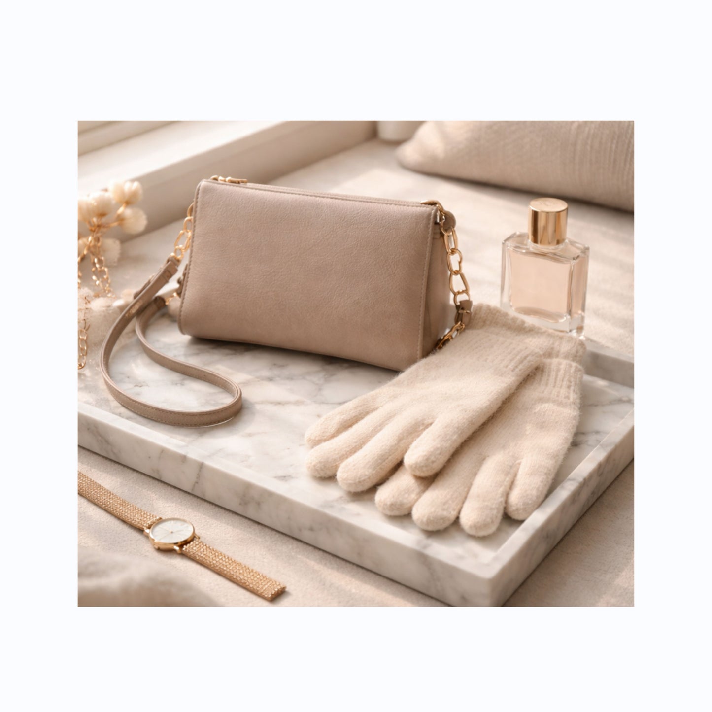 Purse & Glove Set - Beige