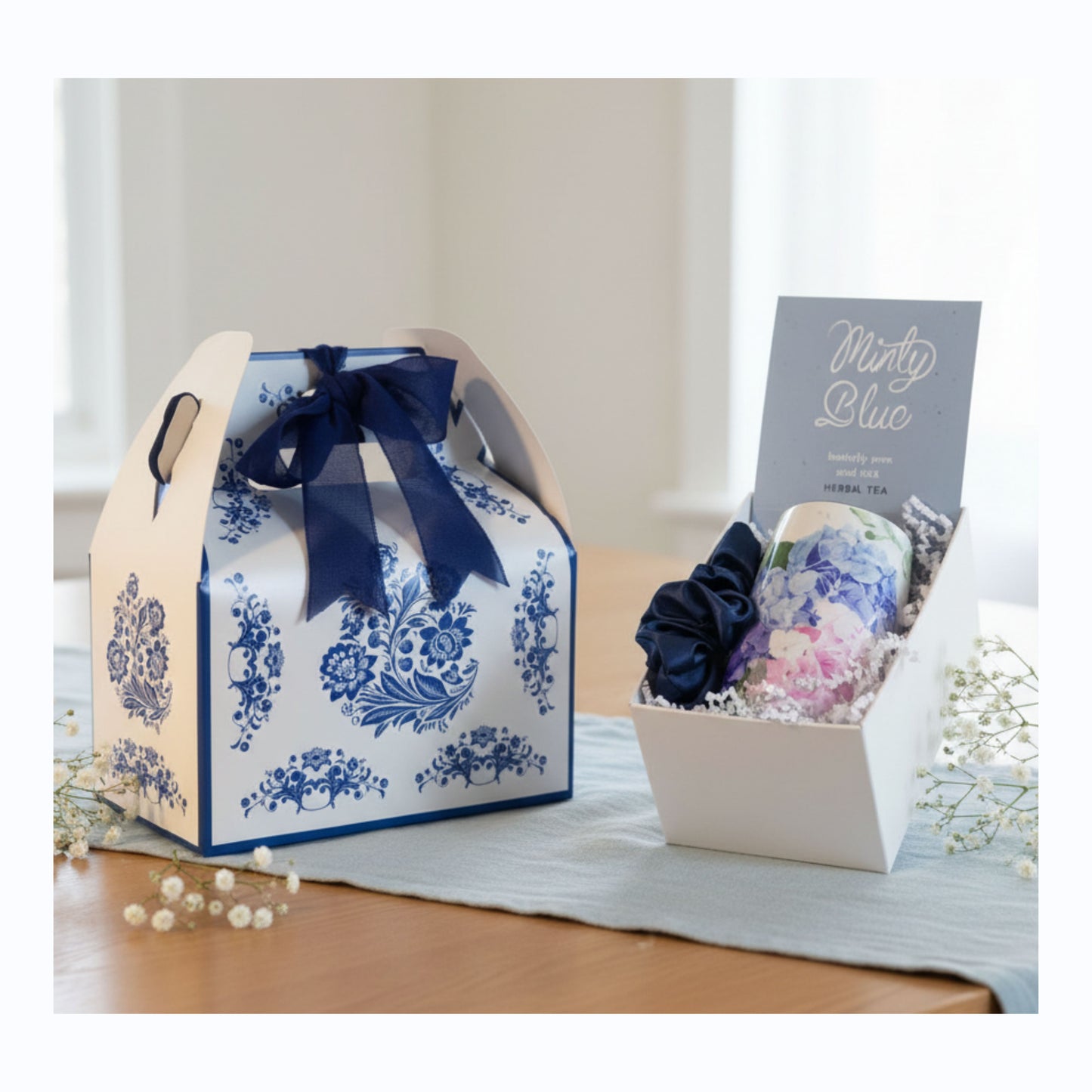 Tea & Tumbler Gift Set - Blue Toile